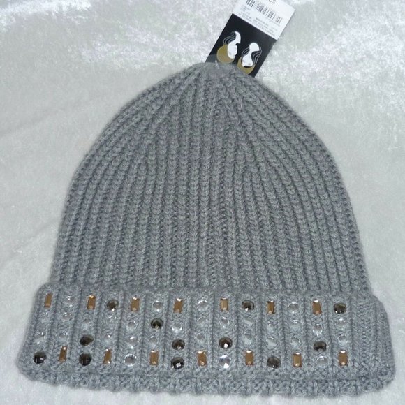 Mixit Women's Jeweled Cuffed Beanie Hat Solid One Size NEW - Picture 4 of 4